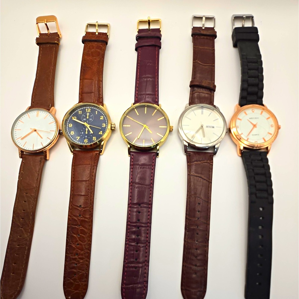 Lot Of 5 Assorted Mens Watches. Pre-worn, Working,New Batteries. *DESCRIPTION*